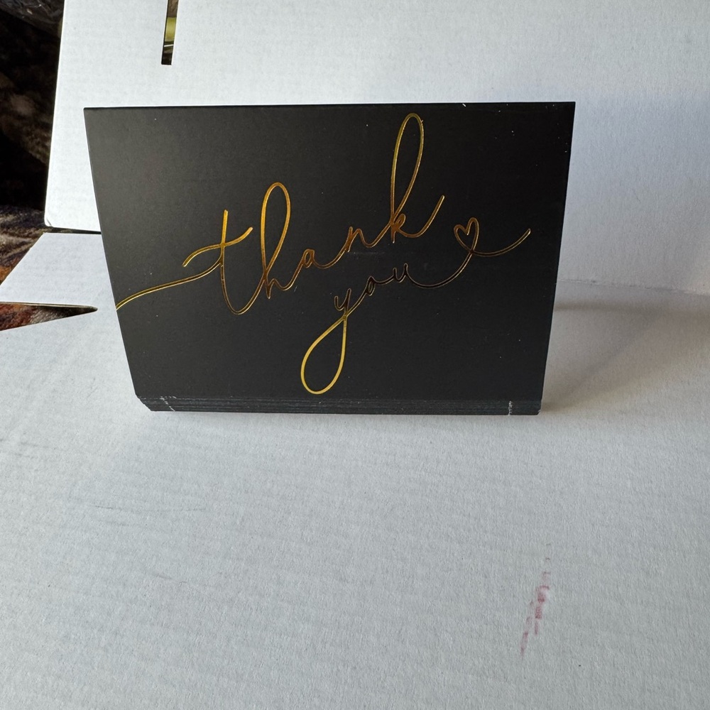 25 Thank You Cards Black & Gold | Small Business Packaging Inserts